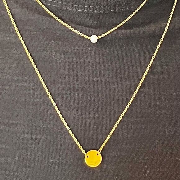 Layered Necklace - Pearl Over Moon- Gold-Plated - Picture 3 of 7